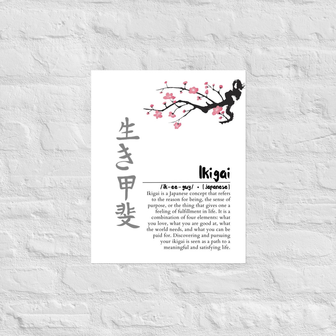Ikigai Definition Unframed Poster Motivational Art Japanese Saying ...