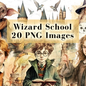 Wizard School Clipart Bundle, Magic School, 20 Witch and Wizard PNG, Characters, Wizarding School Clip Art, Wands, Owl, Instant Download