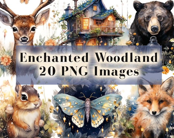 Enchanted Woodland Magic Fairy Animal Clipart, Baby Fairy Tale Animals ...