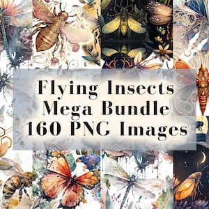Libelle Honigbiene Schmetterling Firefly Clipart Mega Bundle - 160 PNG Grafiken, Komplizierte Aquarell Libellen Grafiken, Honigbiene PNG