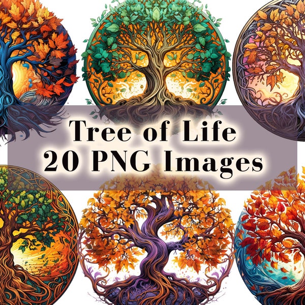 Celtic Tree of Life 20 Transparent PNG Clipart Graphics, Viking Sublimation Design, Watercolor Tree Clip Art, Instant Digital Download