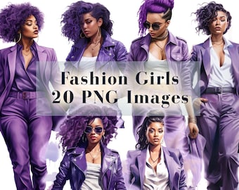 Fashion Girl Clipart, Lady Boss Clipart, Purple Business Woman, Beauty clipart PNG, Girl Boss Clip Art, Fashion Clipart, Commercial Use