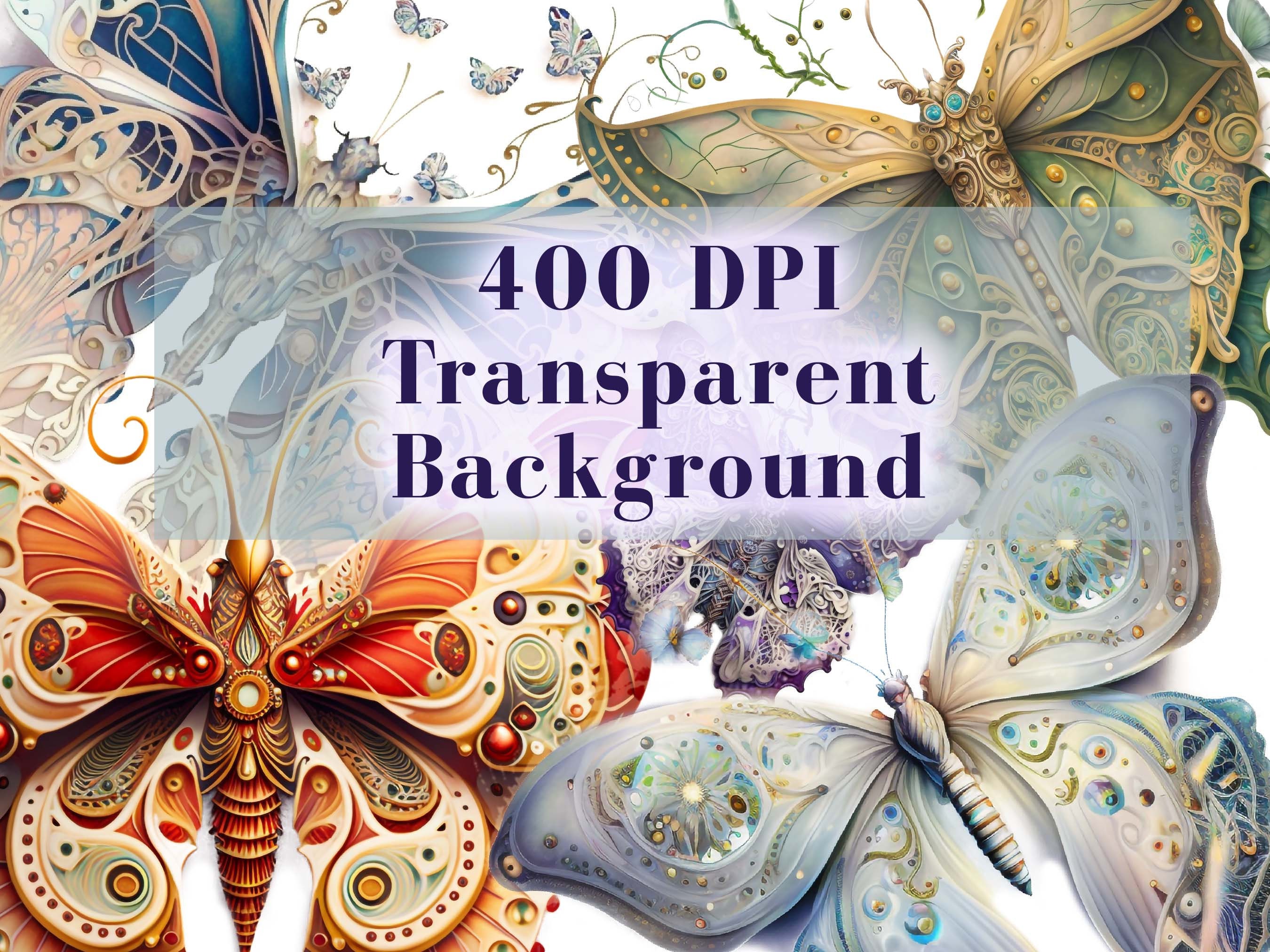 Intricate Butterfly Clipart Bundle - 20 PNG With Transparent Background ...