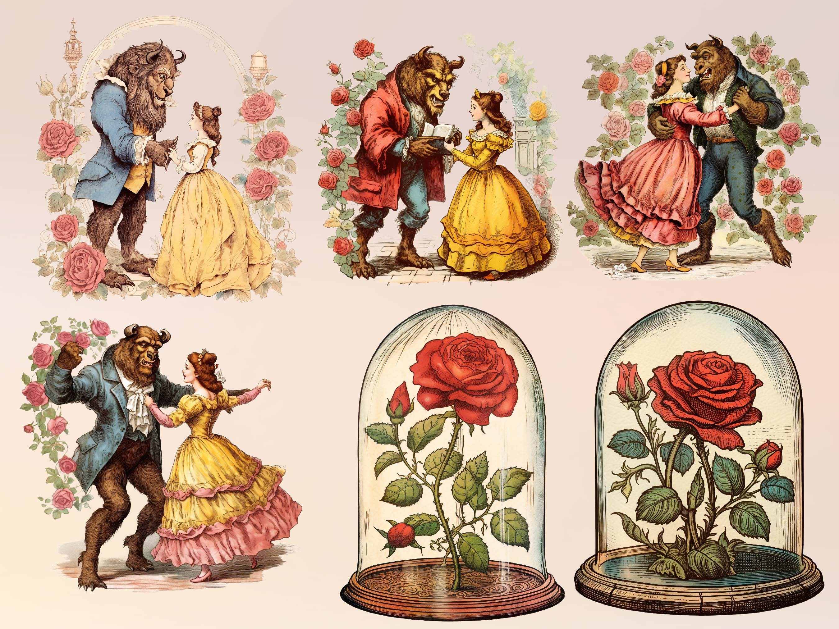 Beauty and the Beast Clipart Bundle 20 PNG Graphics, Belle PNG, Digital ...