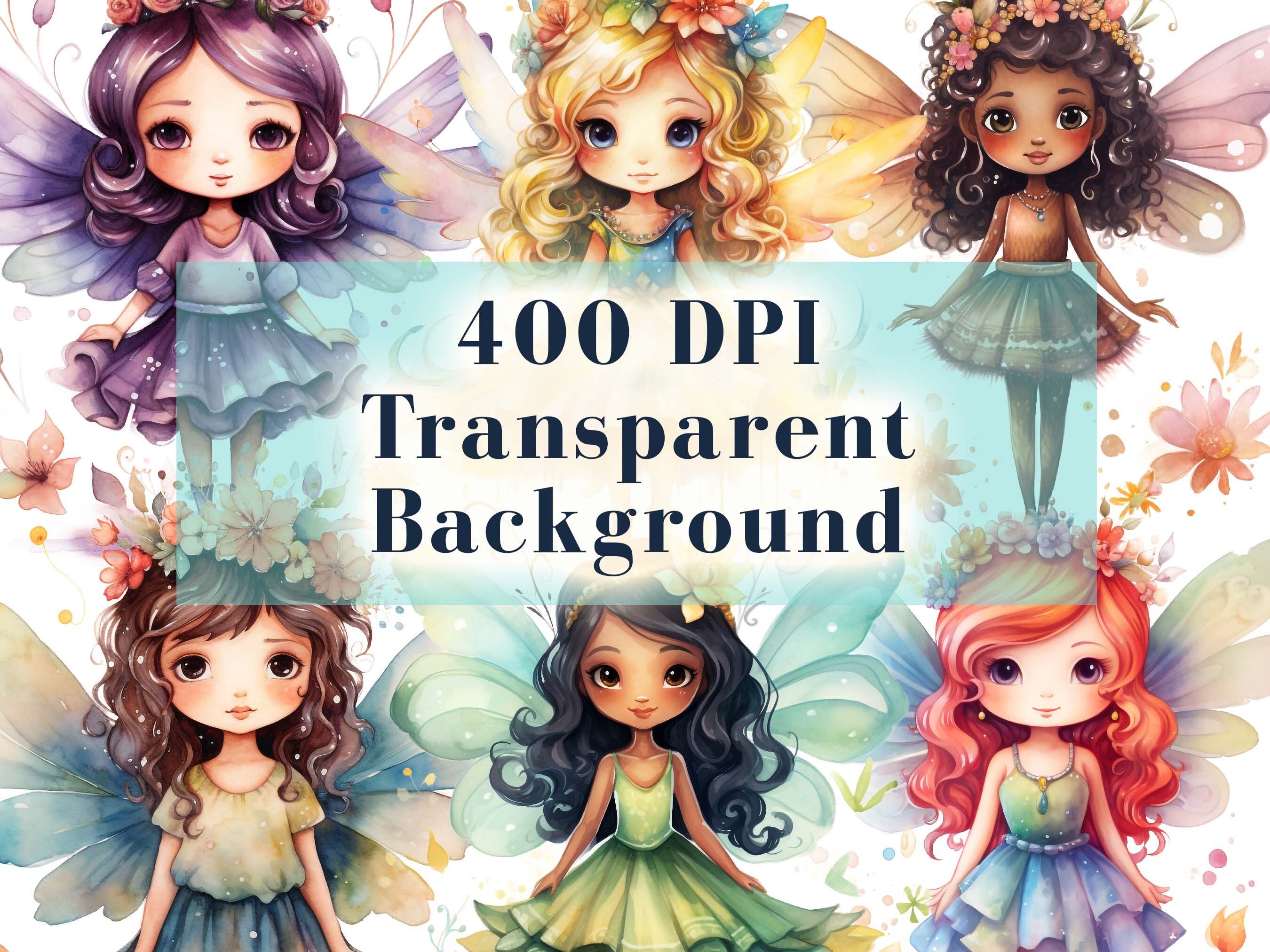 Watercolor Fairy Clipart Bundle, Cute Pixie PNG Images (20, Commercial ...