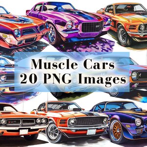 Paquete de imágenes prediseñadas de coches clásicos americanos musculosos, imágenes para amantes de los coches retro, imágenes prediseñadas de coches clásicos, imágenes prediseñadas de coches legendarios, paquete de gráficos automotrices