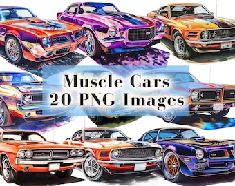 Paquete de imágenes prediseñadas de coches clásicos americanos musculosos, imágenes para amantes de los coches retro, imágenes prediseñadas de coches clásicos, imágenes prediseñadas de coches legendarios, paquete de gráficos automotrices