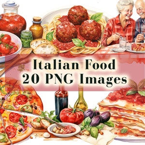 Italian Food PNG Clipart Bundle, 20 PNG Food Graphics, Pizza, Italy, Italian Cuisine, Pizza, Pasta, Lasagna, Diner, Instant Digital Download