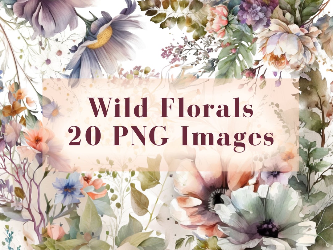 Wild Florals Clipart Bundle - Watercolor Flowers - Floral Clipart ...