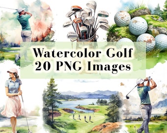 Watercolor Golf Clipart Golf Club PNG Golfer Graphics Golf Ball Clipart Golfer PNG Golf Cart Clipart PNG, Commercial Use, Instant Download