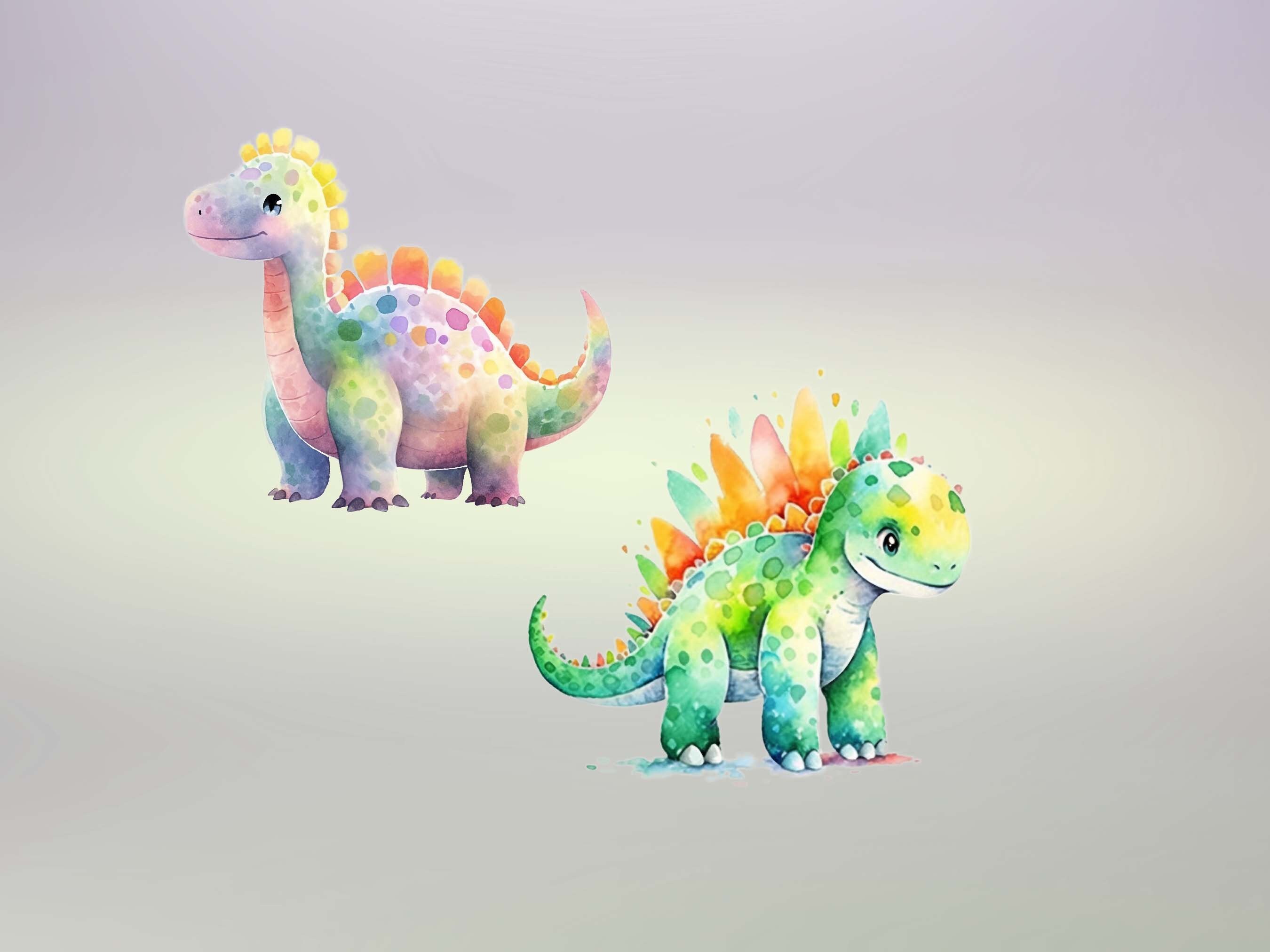 Watercolor Dinosaur Clipart Bundle 20 PNG Nursery Clip Art, Dinosaur ...