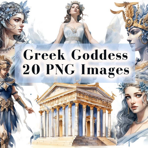 Greek Goddess Watercolor Clipart Bundle, 20 Ancient Greek Mythology Art Png, Goddess of Love Beauty Clipart, Instant Download Commercial Use