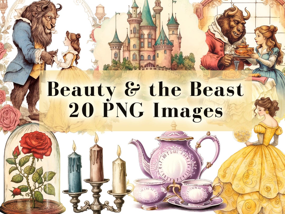 Beauty and the Beast Clipart Bundle 20 PNG Graphics, Belle PNG, Digital ...
