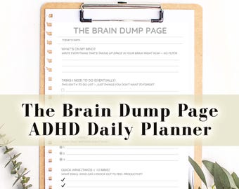 Brain Dump Printable Worksheet - ADHD Mental Clarity Planner PDF - Daily Mind Dump Sheet for Anxiety, Overwhelm - Instant Download