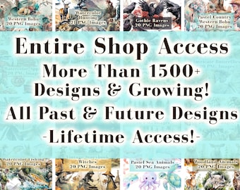 1500+ Clipart Mega Bundle - Unlimited Shop Access - Mega Collection of High Quality PNGs - All past and future designs - Lifelong access