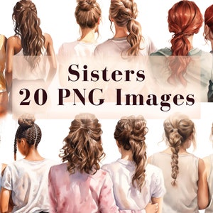 Schwestern Clipart - 20 PNG Grafiken, Beste Freunde PNG, Freundinnen Clip Art, Freund PNG, Sublimationsdesign, Besties Clipart, Sofort Download