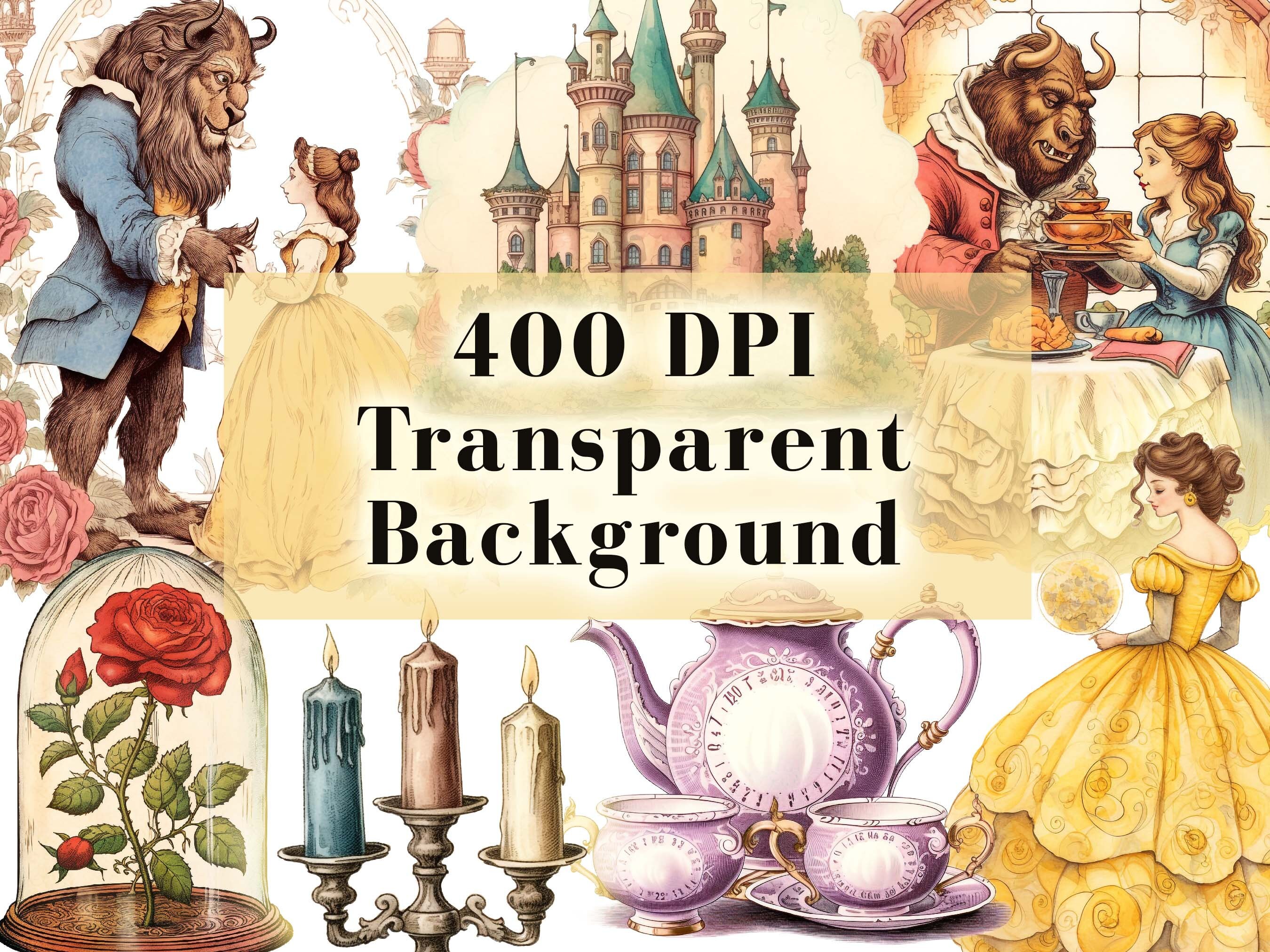 Beauty and the Beast Clipart Bundle 20 PNG Graphics, Belle PNG, Digital ...