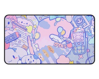 Sanrio Mouse Pad | Cinnamoroll Blue Themed Punk Quirky Design | Sanrio Desk Mat Gaming Setup | Coquette Cute Kawaii RGB Aesthetic