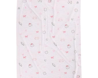 Cats n Bows Blanket | Cozy Soft Comfortable Throw Velveteen | Coquette Butterfly Kawaii Cute Aesthetic | Girlfriend Wife Mom Daughter Gift