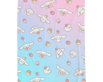 Cinnamoroll Strawberry Blanket | Cozy Soft Sanrio Comfortable Throw Velveteen | Coquette Kawaii Cute | Girlfriend Wife Mom Daughter Gift