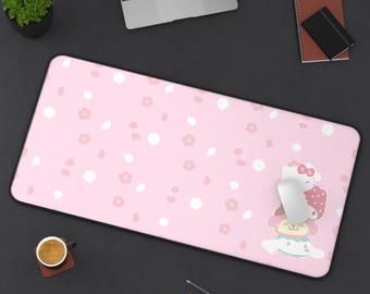 Sanrio Mouse Pad | Hello Kitty Pink Strawberry Theme | Sanrio Desk Mat Gaming Setup | Cute Kawaii RGB Aesthetic