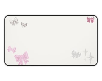 Bow and Star Cute Pattern Mouse Pad | Simplistic Minimalist | Cute Desk Mat Gaming Setup | Coquette Cute Kawaii RGB Aesthetic