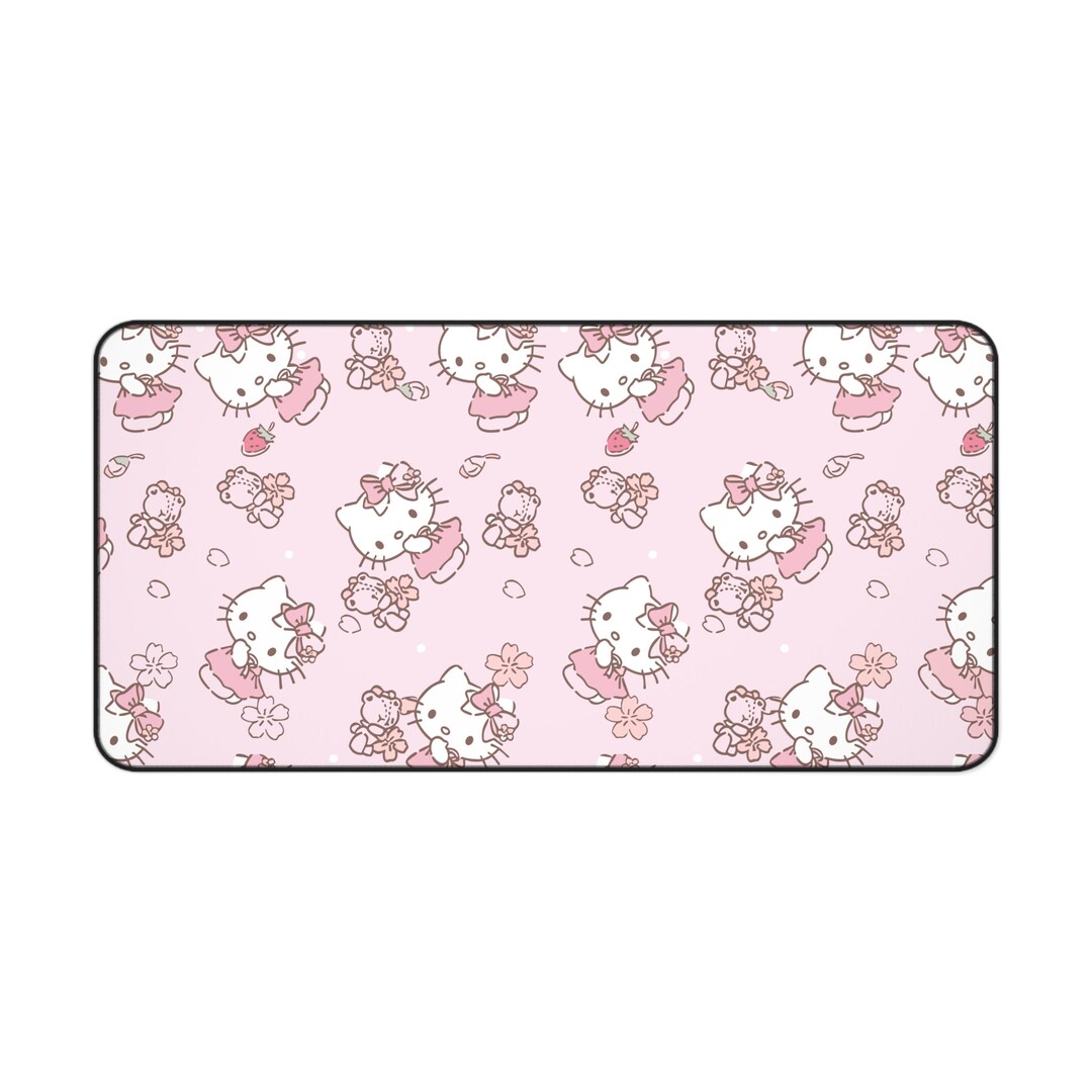 Hello Kitty Mouse Pad Hello Kitty Pink Strawberry and Teddy Etsy