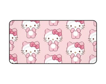 Hello Kitty Mouse Pad | Pixel 8-Bit Pink Bear Hello Kitty | Sanrio Desk Mat Gaming Setup | Coquette Cute Kawaii RGB Aesthetic