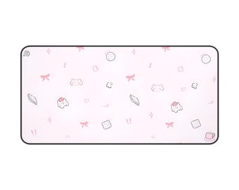 Cat & Bow Mouse Pad with Kitty | Coquette Simplistic Minimalist | Cute Desk Mat Gaming Setup | Cute Kawaii RGB Aesthetic