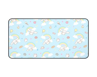 Cinnamoroll Mouse Pad | Cinnamoroll Rainbow Clouds | Sanrio Desk Mat Gaming Setup | Coquette Cute Kawaii RGB Aesthetic