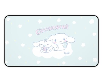 Cinnamoroll Mouse Pad | Cinnamoroll Book and Bear | Sanrio Desk Mat Gaming Setup | Coquette Cute Kawaii RGB Aesthetic