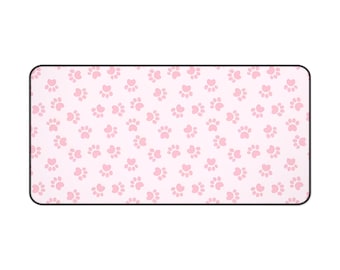 Pink Kitty Paw Mouse Pad | Coquette Cat Simplistic Minimalist | Cute Desk Mat Gaming Setup | Cute Kawaii RGB Aesthetic