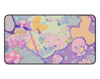 Little Twin Stars Mouse Pad | Twin Star Retro Punk Theme | Sanrio Desk Mat Gaming Setup | Coquette Cute Kawaii RGB Aesthetic