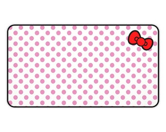 Hello Kitty Mouse Pad | Pink Polka Dots Bow | Sanrio Desk Mat Gaming Setup | Coquette Cute Kawaii RGB Aesthetic