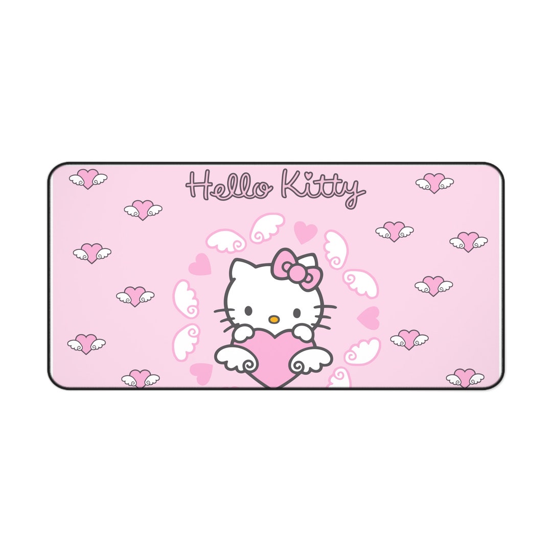 Hello Kitty Mouse Pad Hello Kitty Pink Hearts and Wings Etsy