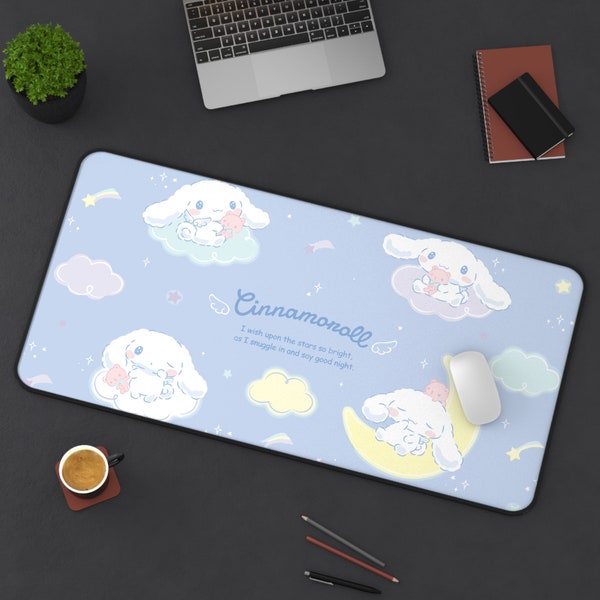 Cinnamoroll Mouse Pad | Cinnamoroll Night Sky | Sanrio Desk Mat Gaming Setup | Cute Kawaii RGB Aesthetic