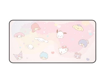 Sanrio Mouse Pad | All Sanrio Characters Face | Sanrio Desk Mat Gaming Setup | Coquette Cute Kawaii RGB Aesthetic | Cinnamoroll My Melody