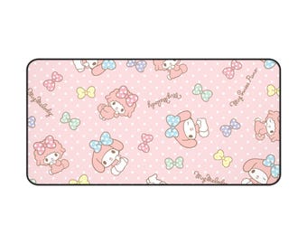 My Melody Mouse Pad | My Melody Pink Bow Polka Dot | Sanrio Desk Mat Gaming Setup | Cute Kawaii RGB Aesthetic