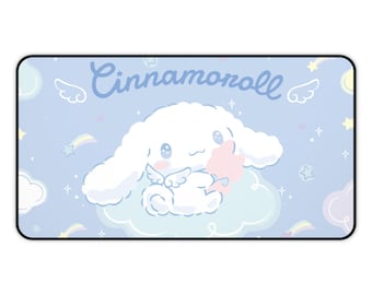 Cinnamoroll Mouse Pad | Cinnamoroll Angel Teddy Bear | Sanrio Desk Mat Gaming Setup | Coquette Cute Kawaii RGB Aesthetic