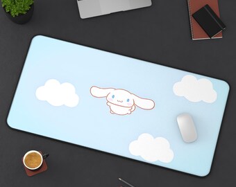 Cinnamoroll Mouse Pad | Cute Cinnamoroll Floating in Clouds | Sanrio Desk Mat Gaming Setup | Coquette Cute Kawaii RGB Aesthetic
