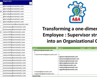 Excel VBA-Quelldatei für die Transformation einer eindimensionalen Mitarbeiter: Vorgesetztenstruktur in ein Organigramm