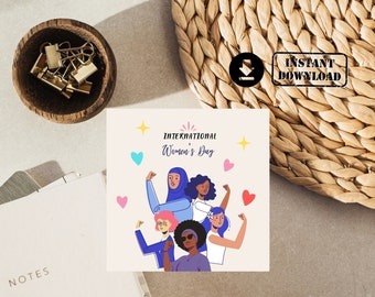 Happy International Women's Day Greeting Card, Women's Day Greeting Card Printable,Happy Women's Day Card,Feminist  Cards, 8th March