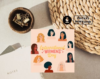 Happy International Women's Day Greeting Card, Women's Day Greeting Card Printable,Happy Women's Day Card,Feminist  Cards, 8th March