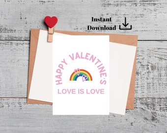 LGBTQ Happy Valentine's Day Printable Card, Gay Happy Valentine's Day Printable Card,Lesbian Valentine's Day Card, Gay Valentine's Day Card,