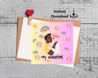 LGBTQ Happy Valentine's Day Card , Gay Happy Valentine's Day Printable Card
