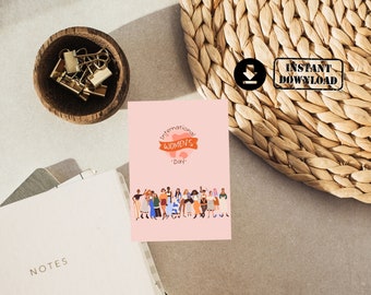 Happy International Women's Day Greeting Card, Women's Day Greeting Card Printable,Happy Women's Day Card,Feminist  Cards, 8th March