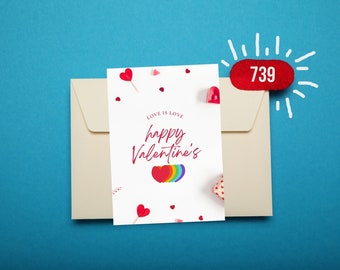 LGBTQ Happy Valentine's Day Card, Gay Happy Valentine's Day Printable Card,Lesbian Valentine's Day Card, Gay Valentine's Day Card