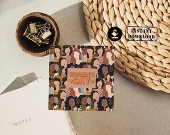 Happy International Women's Day Card, Women's Day Greeting Card Printable,Happy Women's Day Card,Feminist  Cards, 8th March,Black Women Card