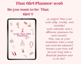 2026 Girl Planner, Daily Weekly Monthly, PDF Download
