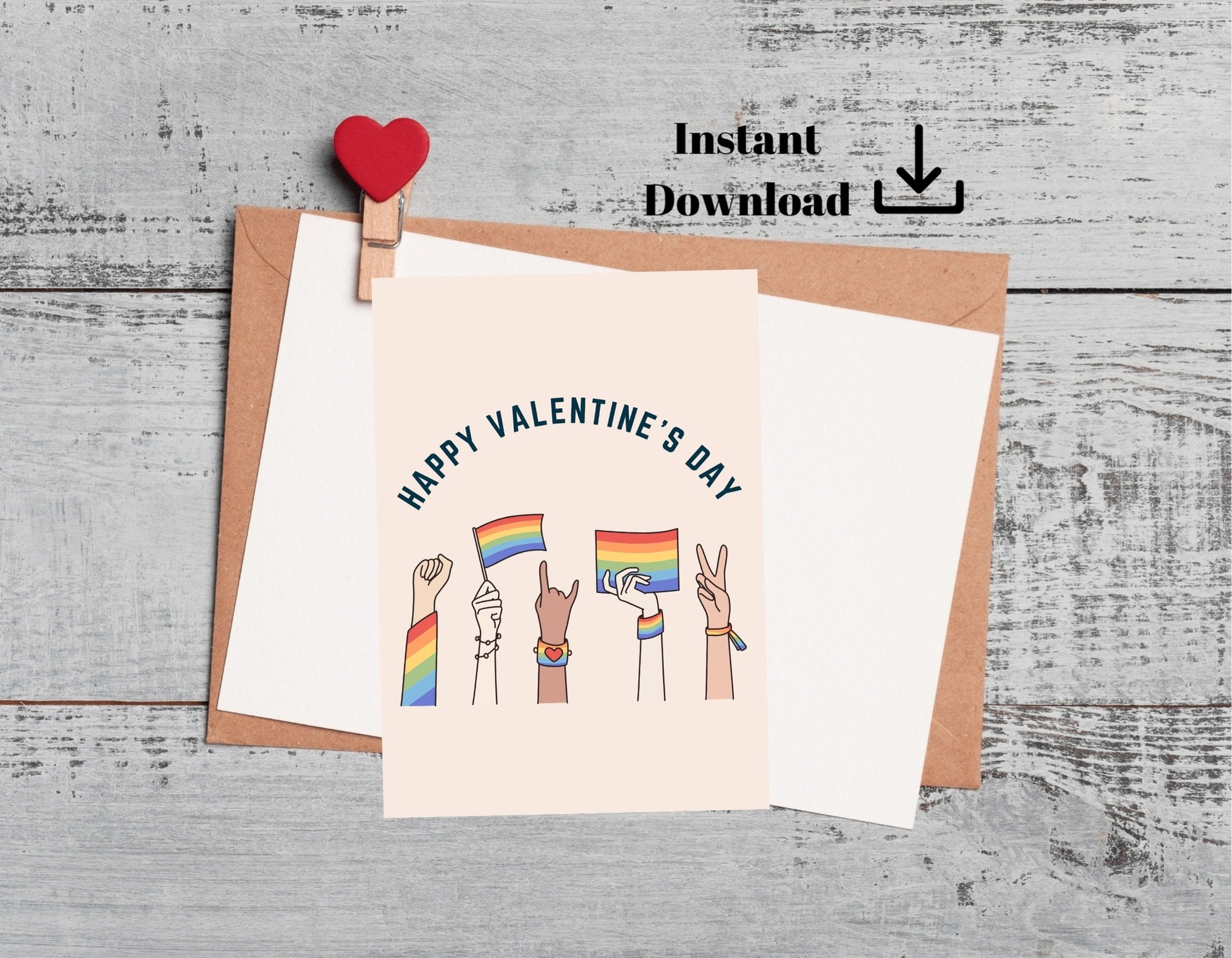 LGBTQ Happy Valentine's Day Card, Gay Happy Valentine's Day Printable ...